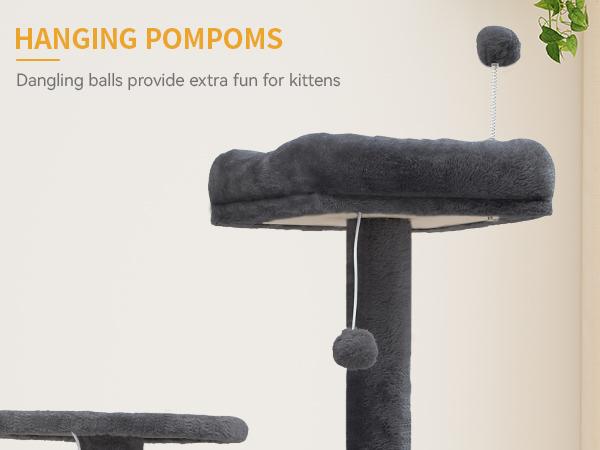 DWVO 75in Cat Tree Tower for Indoor Cats, Multi-Level Cat Furniture with Scratching Posts, Cat Caves, Padded Perch, Cozy Hammock, Ladder, and Plush Balls for Kittens, Pet Play House DWVO 75in Cat Tree Tower for Indoor Cats, Multi-Level Cat Furniture with Scratching Posts, Cat Caves, Padded Perch, Cozy Hammock, Ladder, and Plush Balls for Kittens, Pet Play House