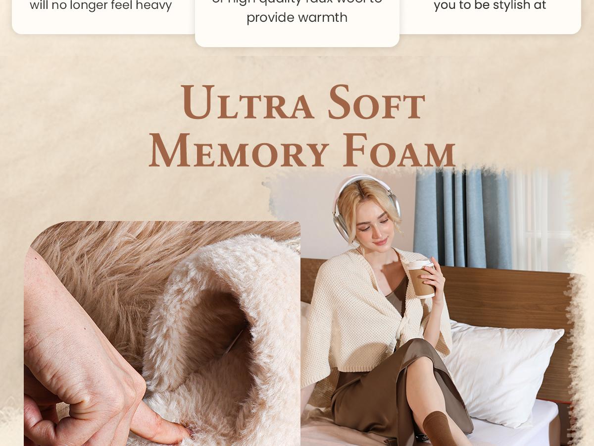 OOW Women's Cozy House Slippers Memory Foam Soft Warm Fuzzy Slippers for Indoor & Outdoor Use Soft Knit Comfort Easy Slip-On Design Footwear Girl