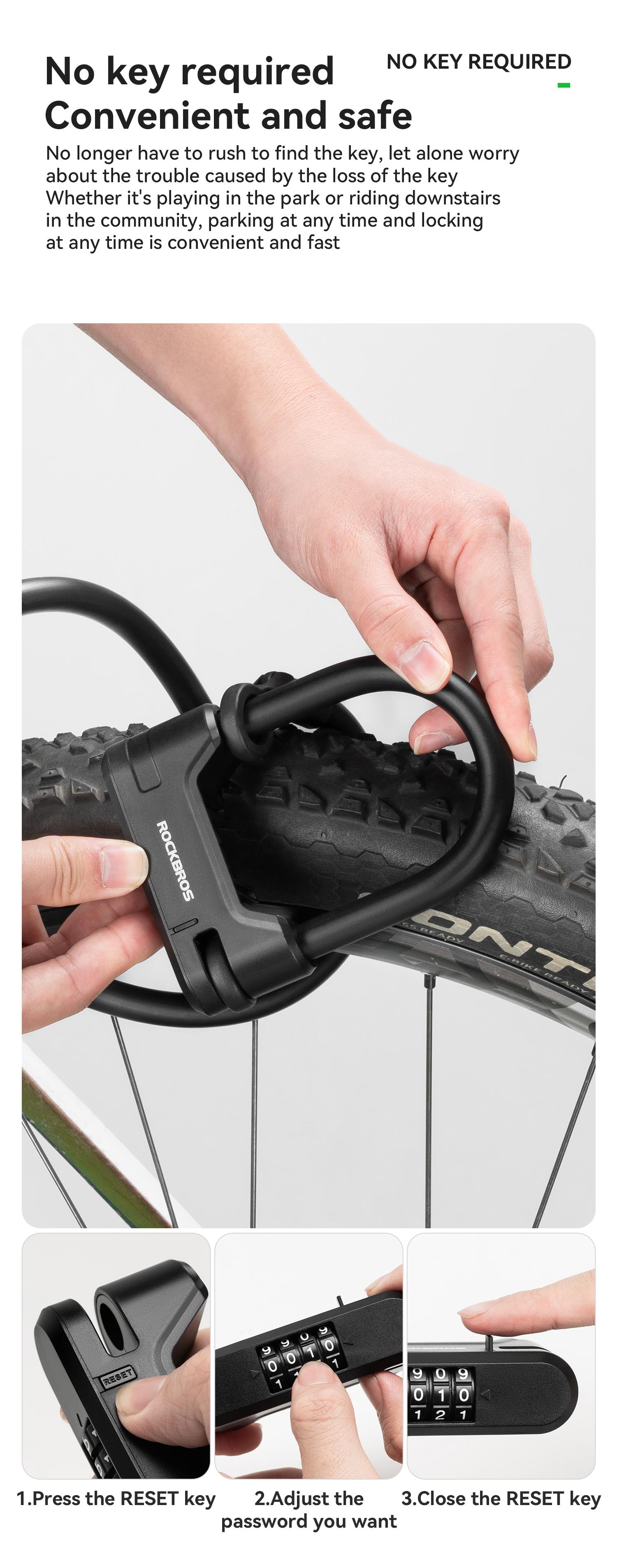 ROCKBROS U-Lock and Cable Scooter Bike Lock Anti-theft Lock