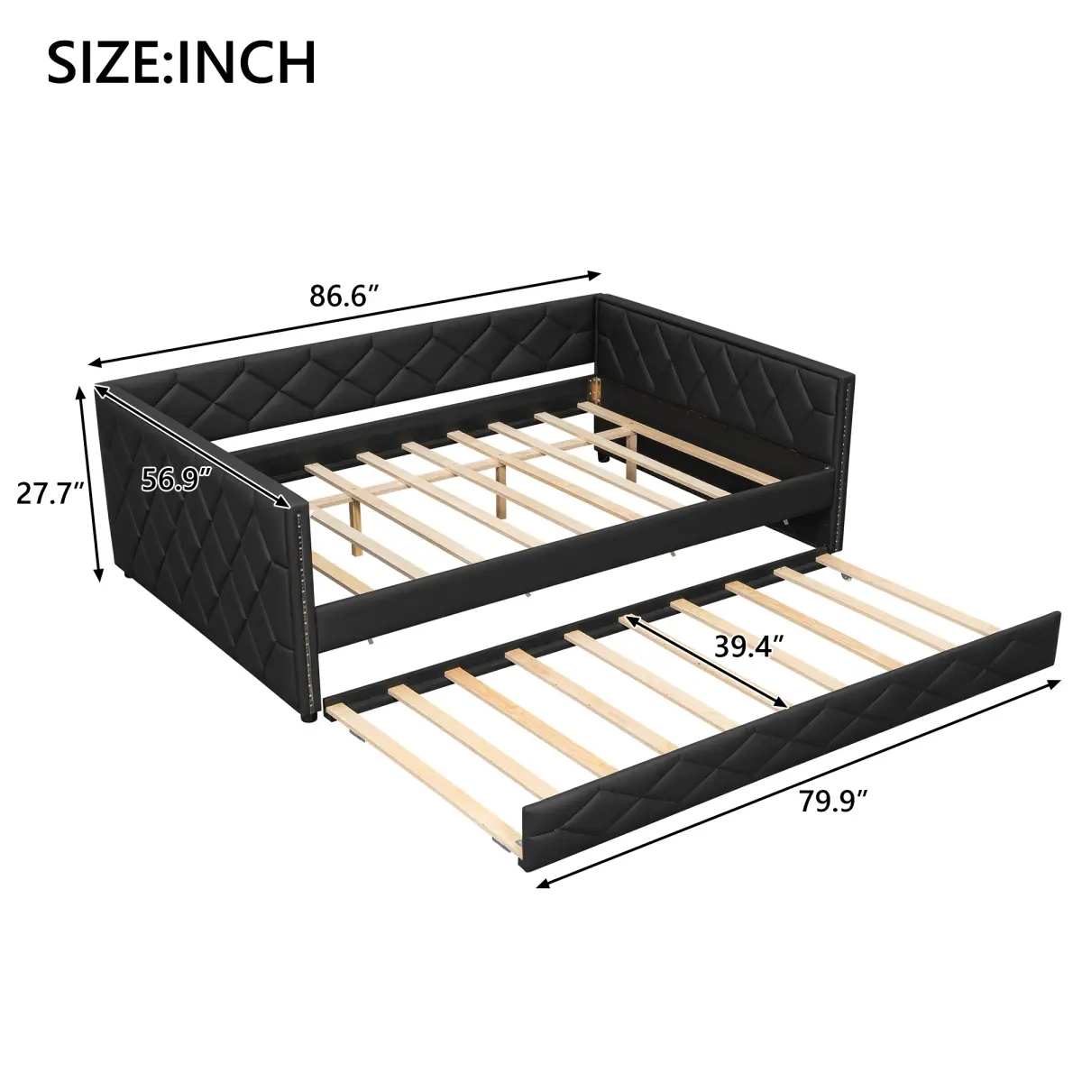 Black + Upholstered + Full XL