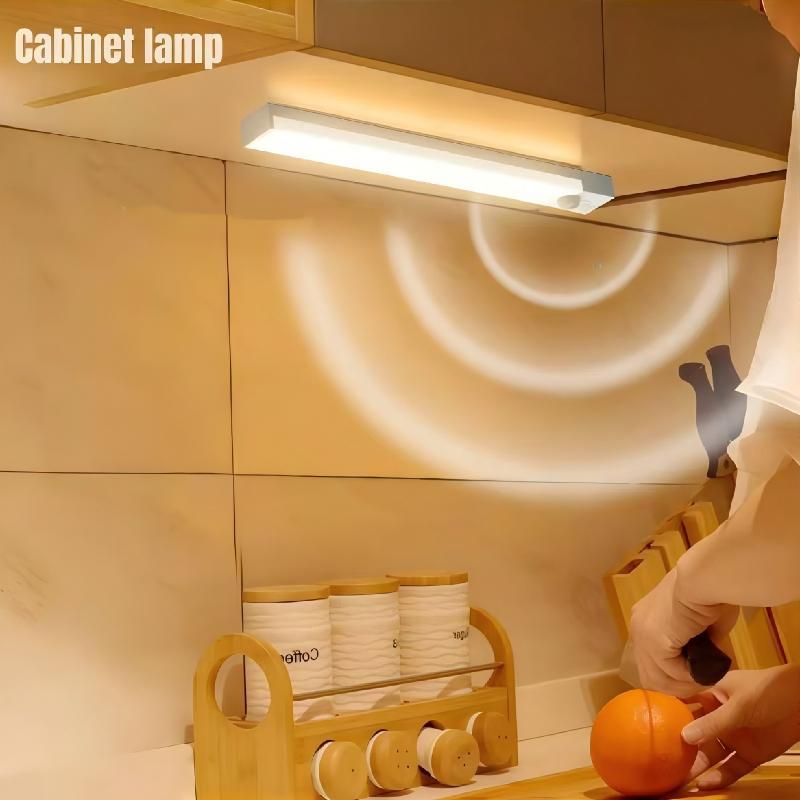 Smart Motion Sensor LED Strip Light, Wireless Magnetic Self-Adhesive Installation, USB Rechargeable Cabinet Drawer Night Light