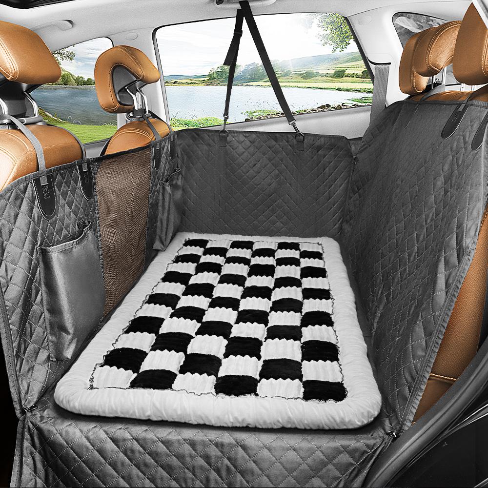 Pet Bed Mat for Car Backseat Extender Non-Slip Plaid Dog Bed Blanket for Car Back Seat Travel Pet Mat Custom Fit for Backseat Extenders and Seat Covers
