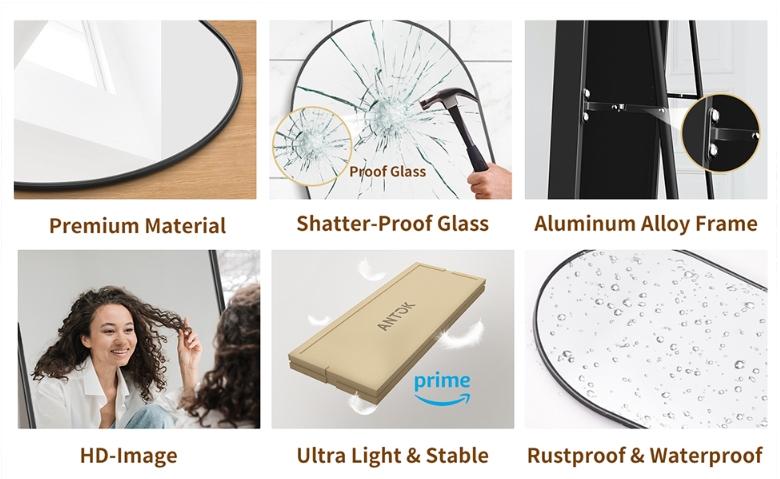 Arched Full Length Mirror, 58"x18" Arched Floor Mirror, Glassless Mirror Full Length with Stand, Floor Mirror Freestanding, Wall Mounted Mirror for Bedroom Living Room big  mirror interior home christmas 2024 ornament Arched Full Length Decorative Mirror