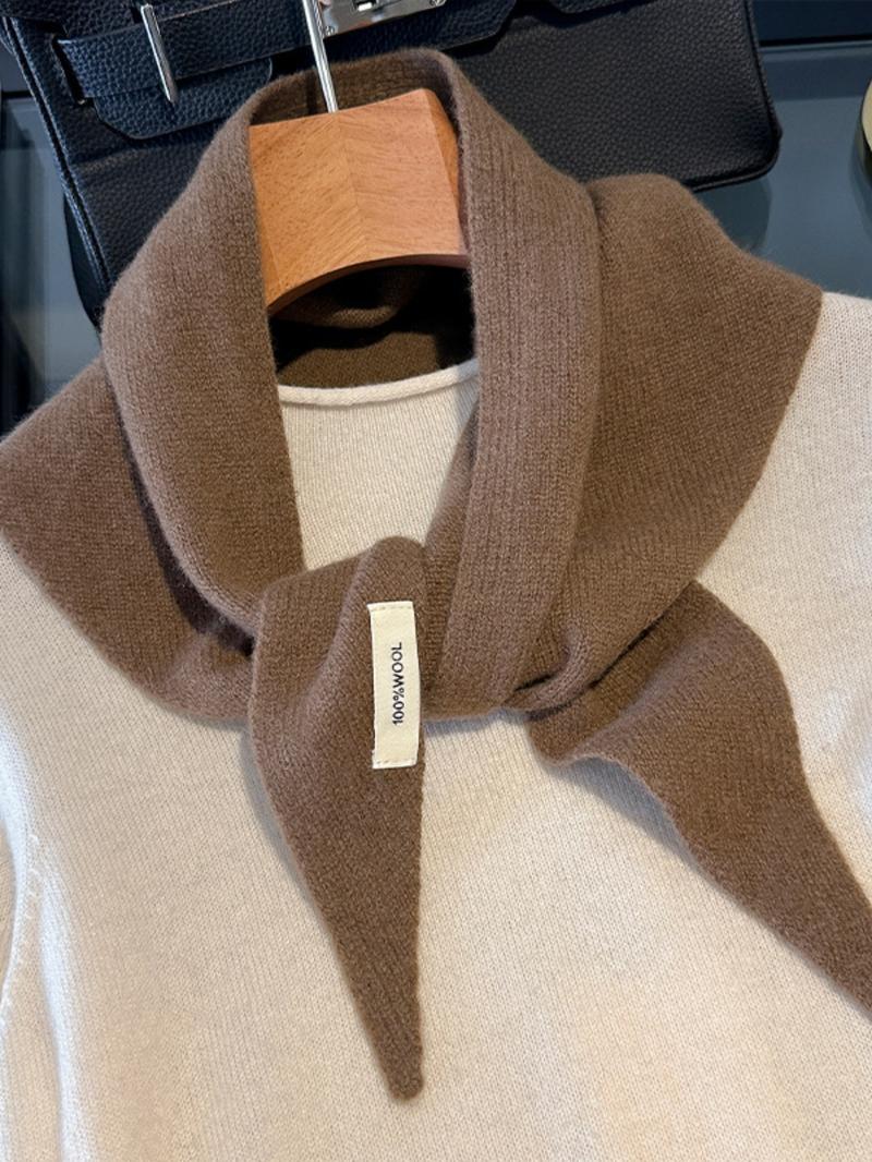 Women's elegant Korean triangular scarf niche 100% wool triangular scarf women's wool hijab knitted scarf multifunctional warm knitted shawl, perfect for Christmas and New Year gifts Hooded Scarf