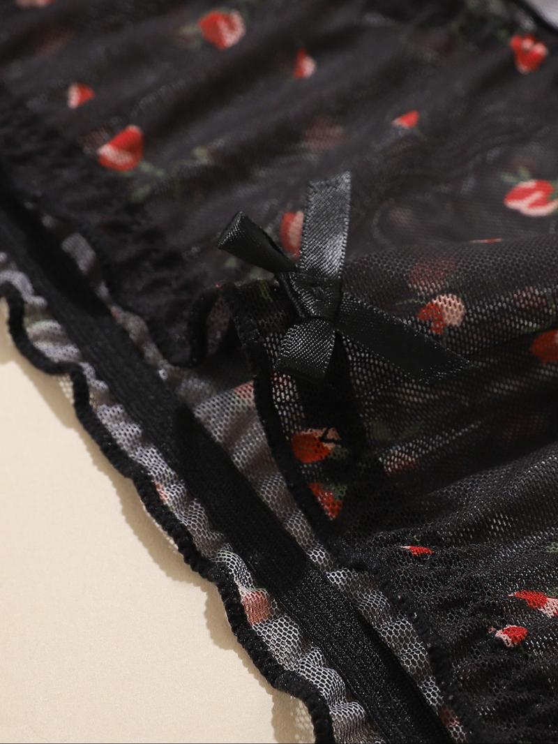 【Plus Size】 Floral Print Panty, Breathable Comfortable Panties for Daily Wear, Women's Underwear for All Seasons, Fashion Comfy Underwear