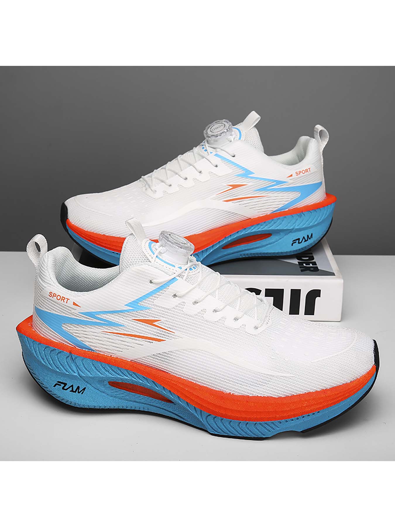 Men's Fashion Mesh Breathable Running Shoes, Shock Absorption Sporty Sneakers, Lightweight Anti-Slip Athletic Footwear