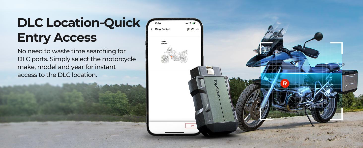 TOPDON TopScan Motorcycle Diagnostic Tool, Wireless Motorcycle OBD2 Scanner Fits for Harley, Ducati, BMW, All Systems Motorbike