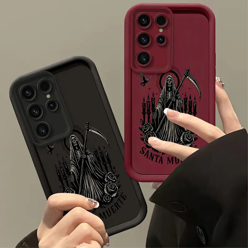 Retro Death Skull Rose Candle Gothic Phone Case, Soft and Comfortable TPU Anti Drop Phone Case, Suitable for Galaxy S26 Ultra,S25 Ultra,S24,S23,S22,A54,A53,A52,A36,A35,A34,A33,A17,A16,A15,A14,A13 Phone Case - ZQ348