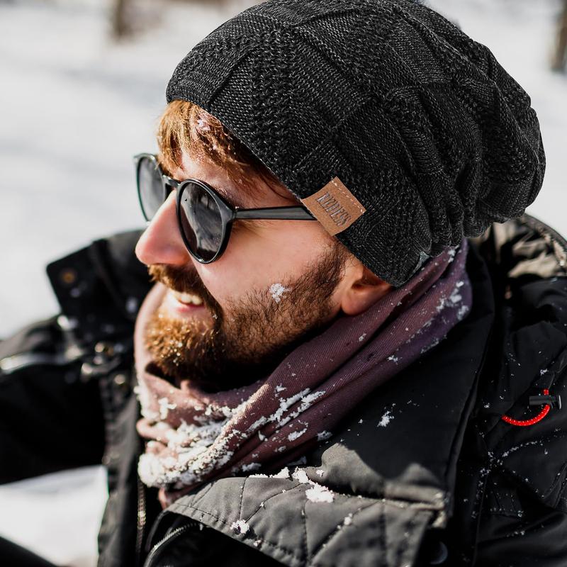 REDESS 2PC Unisex Outdoor Winter Warm Hat Sports Windproof Cold Hat Warm Thick Lined Skully Knit Hat for Men & Women