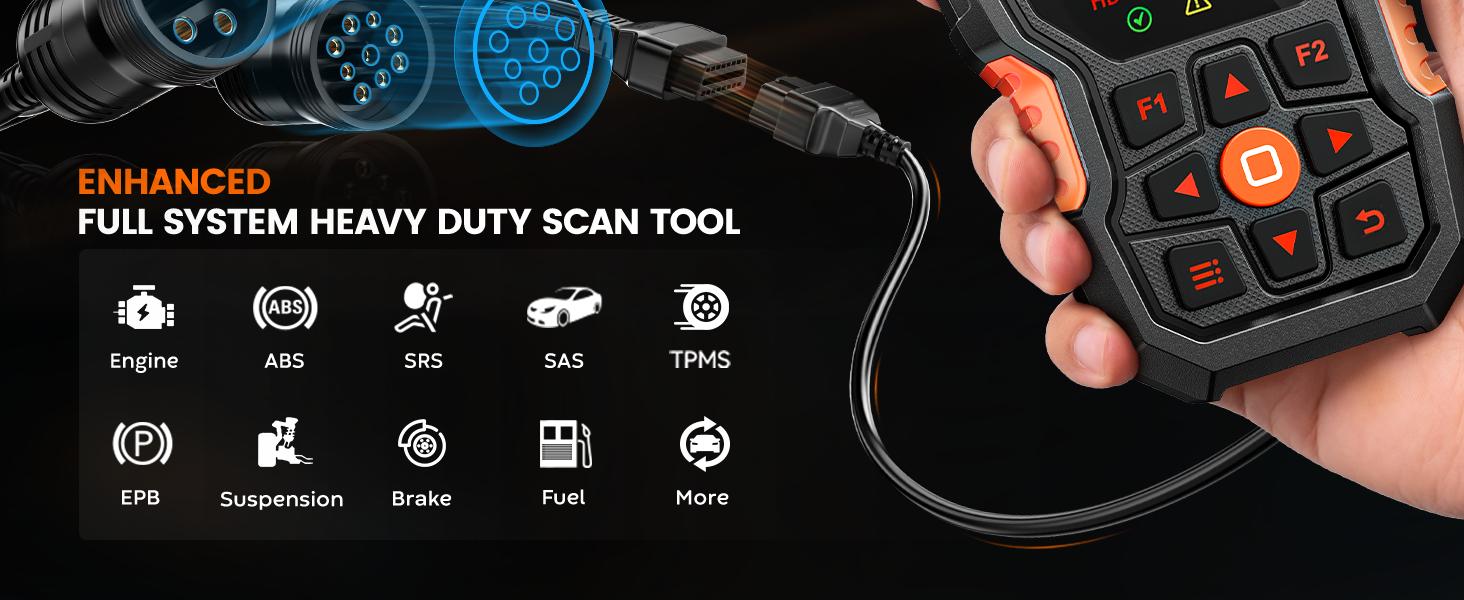 ANCEL HD601 Heavy Truck Scanner for Cummins, Detroit, Freightliner, International, Paccar, All System Diesel Diagnostic Scan Tool, 2 in 1 Truck & Car Check Engine Code Reader, Lifetime Free Update ANCEL HD601 Heavy Truck Scanner for Cummins, Detroit, Freightliner, International, Paccar, All System Diesel Diagnostic Scan Tool, 2 in 1 Truck & Car Check Engine Code Reader, Lifetime Free Update