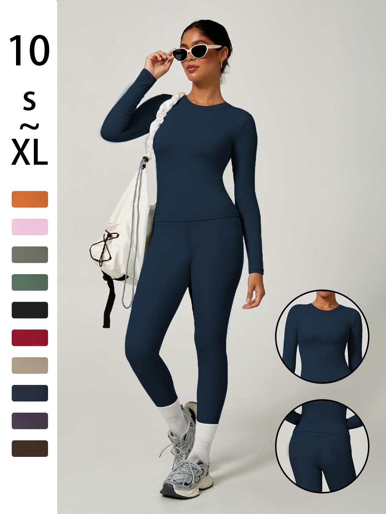 Women's Sporty Solid Color Top & Pants Set, Comfortable Tee & Slim Fit Leggings, Ideal for Daily Yoga & Fitness Activities