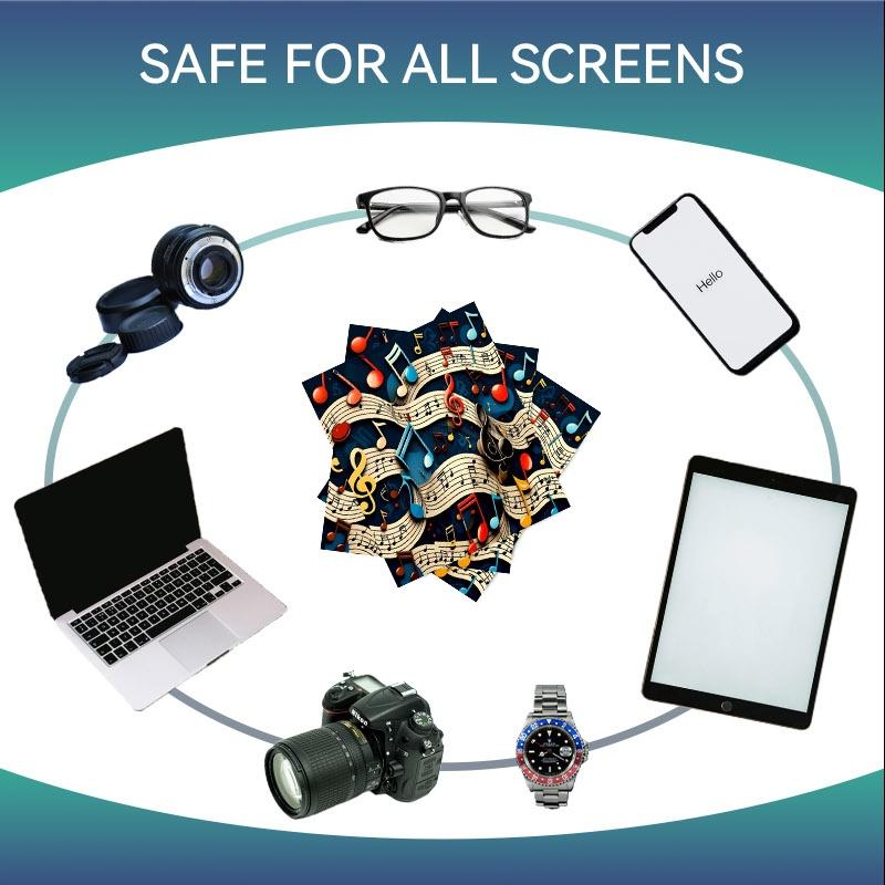 1/3/6/14pcs Musical Notes Design Microfiber Cleaning Cloth, Single - Sided, Multi - Purpose for Camera Lenses & Eyeglasses, Multiple Specs, High - Quality for Effective Cleaning, Ideal for Home & Photography, Durable & Practical
