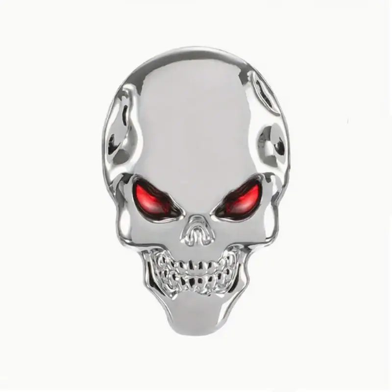 3D Skull Metal Car Badge, Eyes, Personalized, Enhances Appearance, Suitable for Cars and Motorcycles, Halloween Gift
