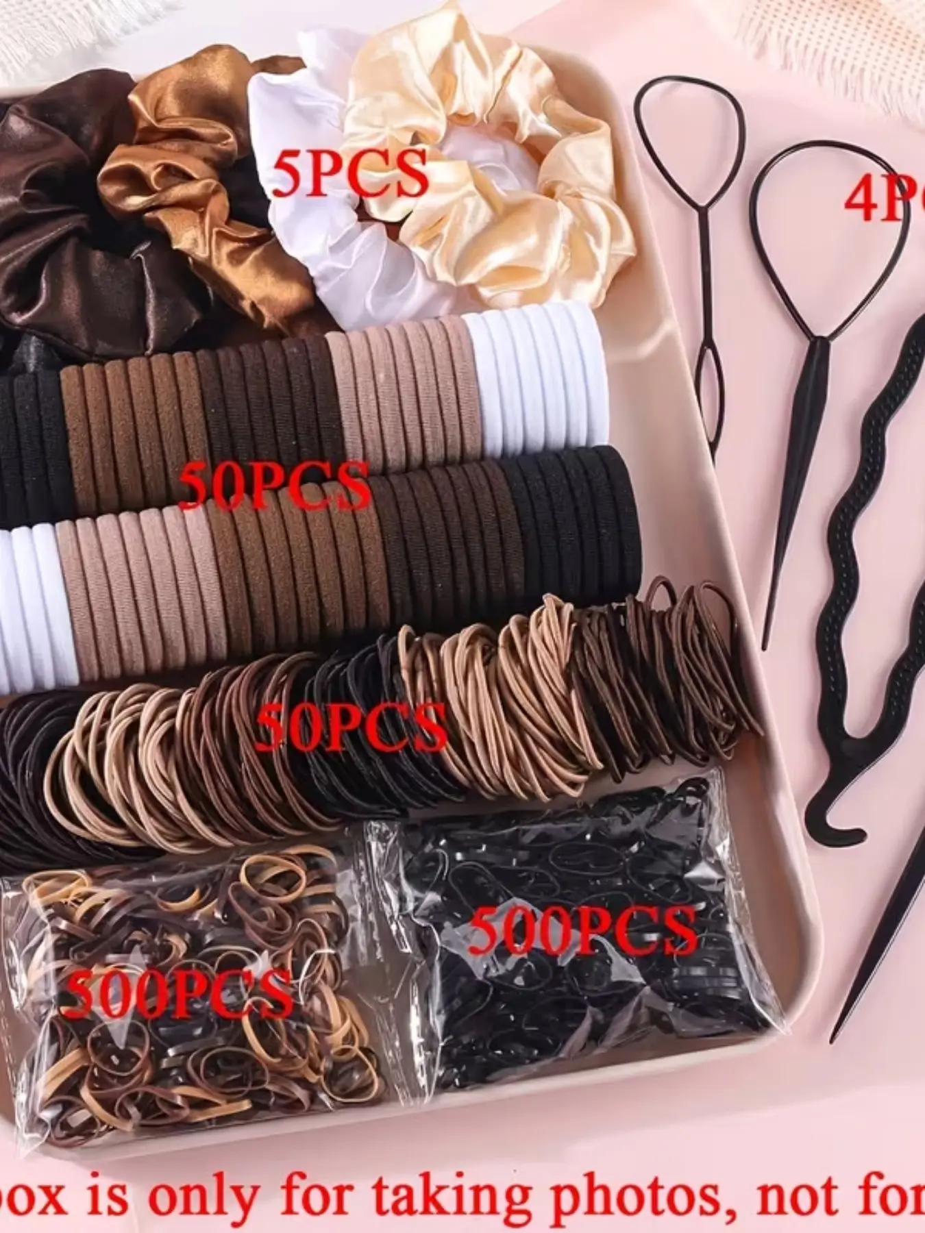 Complete Hair Accessory Set, Satin Elastic Headbands, Multi-Color Hair Ties, Comb, Braiding Tools, Daily Hair Styling Accessories for Women