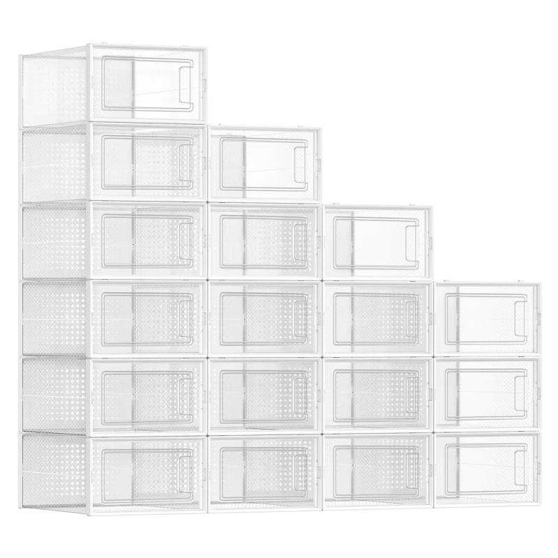12-piece oversized shoe storage box, transparent plastic stackable shoe finishing box, 2026 Fengshen shoe box! Installation-free + stackable