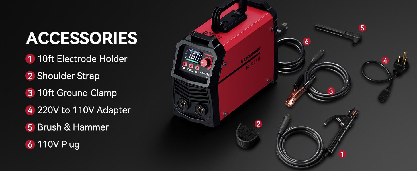 ARCCAPTAIN ARC160 110V/220V Stick Welder, [Large LED Display] 160Amp ARC Welding Machine with Synergic Control, IGBT Inverter Portable MMA Welder Machine with Lift Tig Hot Start, Arc force and Anti-Stick