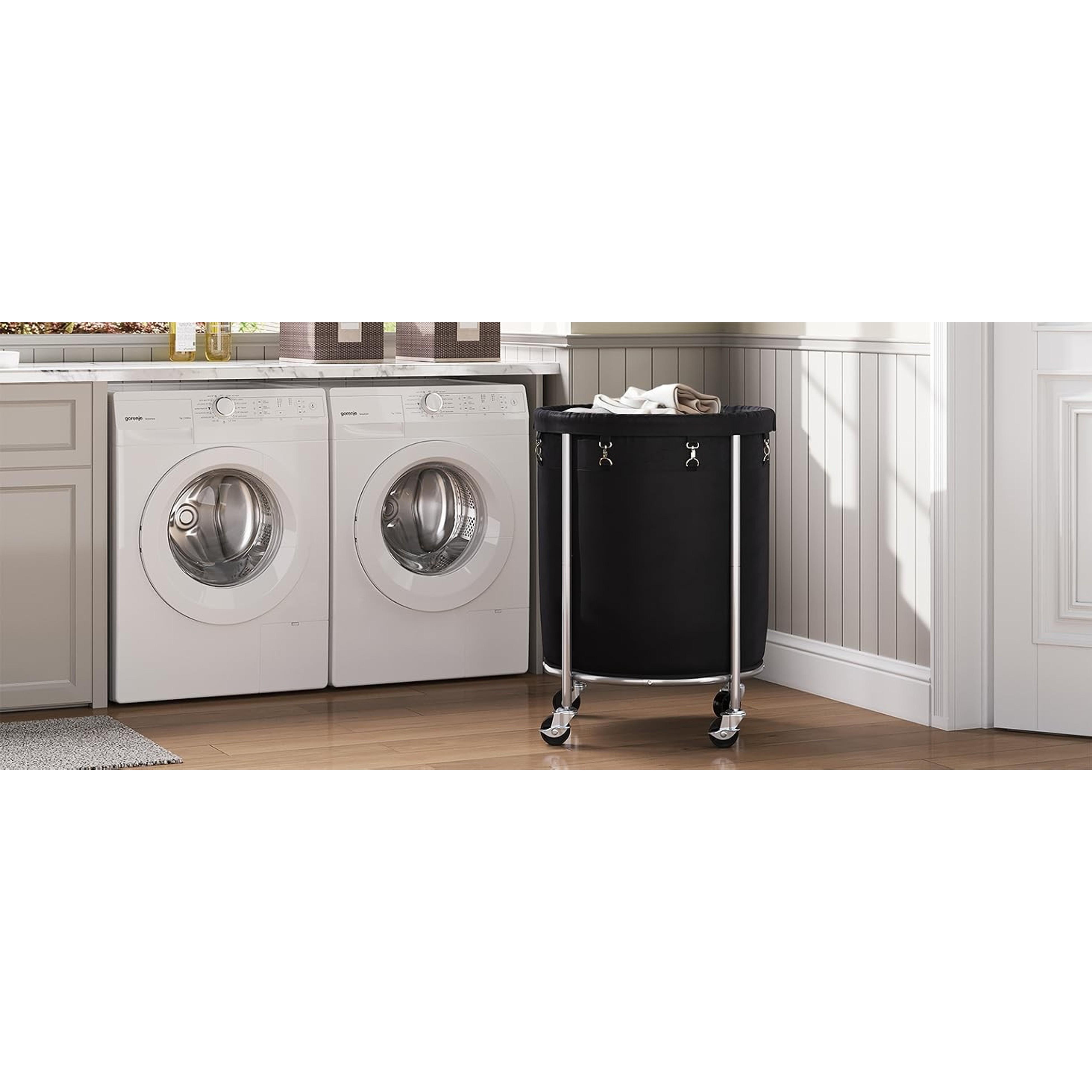 190L Laundry Basket with Wheels, Large Rolling Laundry Hamper with Removable Liner Bag, Round Rolling Laundry Cart, Dirty Clothes Hamper for Hotel, Home, Closet, Dorm, Black 190L Laundry Basket with Wheels, Large Rolling Laundry Hamper with Removable Liner Bag, Round Rolling Laundry Cart, Dirty Clothes Hamper for Hotel, Home, Closet, Dorm, Black