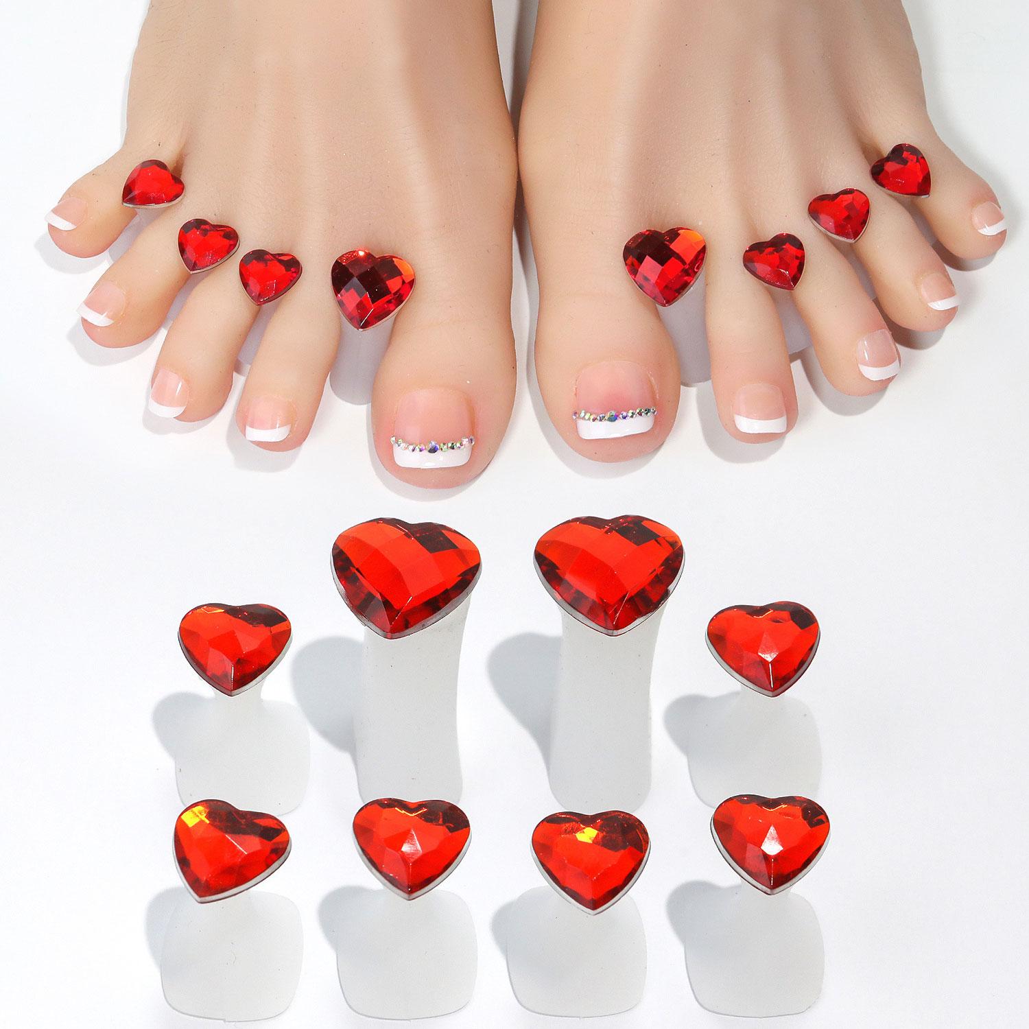 Nail Silicone Finger Splitter Toe Splitter Daisy Water Drip Rhinestone Decorative Nail Tool Toe Divider Nail Care Special Accessories 8 pcs/pack