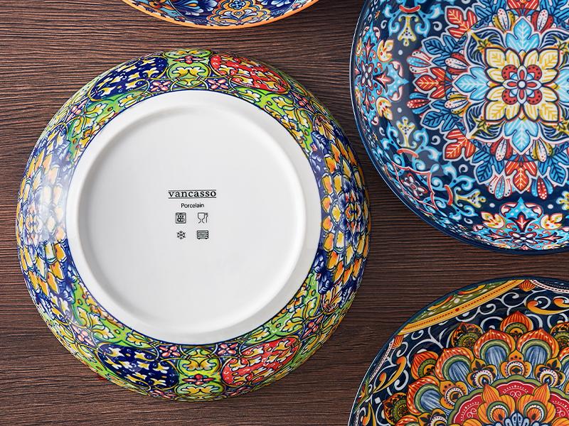 vancasso Pasta Bowls, Ceramic Salad Bowls, Soup Bowls, Pasta Plates, Bohemian Decorative Bowls for Salad, Fruit, Pasta and Dinner, Serving Dishes Set for Party, Dishwasher & Microwave Safe Tableware vancasso Pasta Bowls, Ceramic Salad Bowls, Soup Bowls, Pasta Plates, Bohemian Decorative Bowls for Salad, Fruit, Pasta and Dinner, Serving Dishes Set for Party, Dishwasher & Microwave Safe Tableware