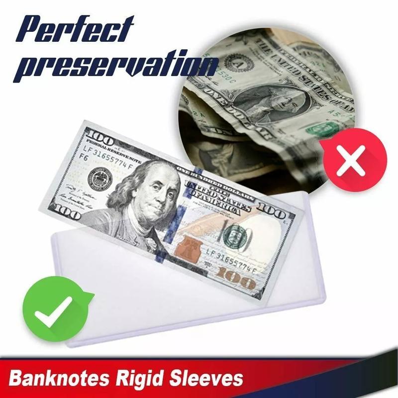 25pcs Banknotes Rigid Sleeves For Modern Size US Currency Notes Topload Holders H/P,Fit For Modern Currency Notes Topload Holders 25 Banknote Rigid Sleeves Protecto Upgraded Version