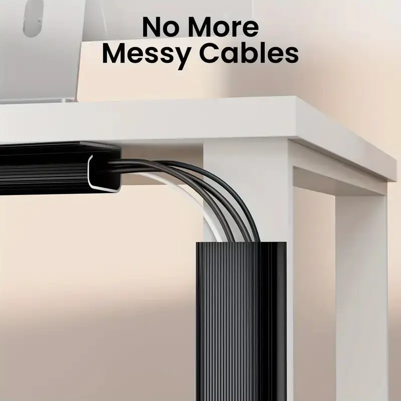 Self-Adhesive Under Desk Cable Raceway, No-Drill Cord Organizer, Easy Installation, Durable Material, Perfect for Office Use