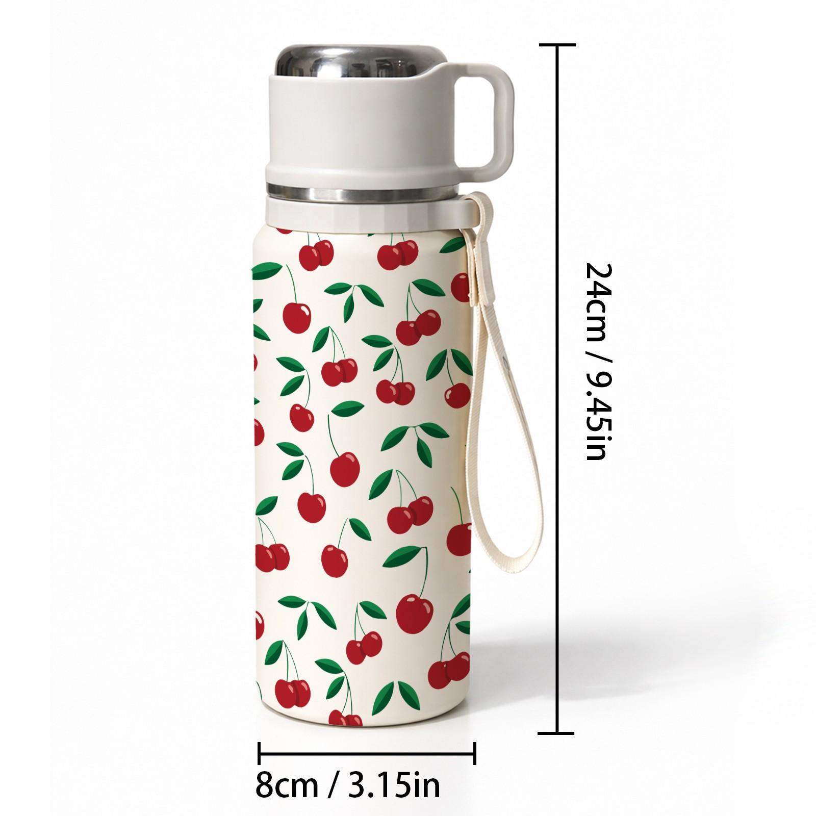 1 Pc Vacuum Cup, 600ml Thermal Mug, Double Wall Insulated Mug, Leak Proof Skinny Tumbler With Handle And Strap, 24 Hours Hot 48 Hours Cold, Portable Travel Mug For Coffee Tea Juice Water, Gift For Women Men Holiday Daily Use