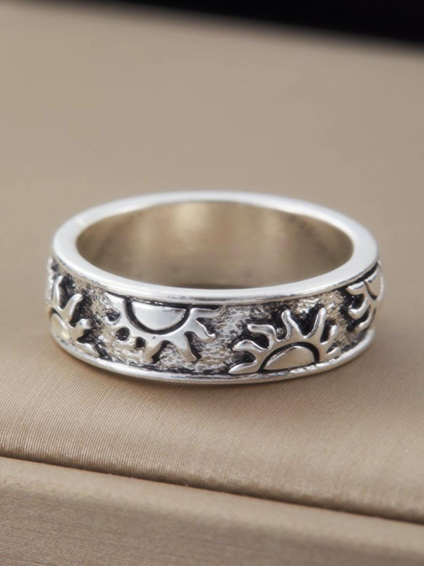 Vintage Punk Sun Ring, Antique Silver Color, Unisex Couple Jewelry, Fashionable Jewelry, Creative Daily Wear, Party Accessory, Unique Design, Statement Ring, Punk Style Ring, Unique Rings