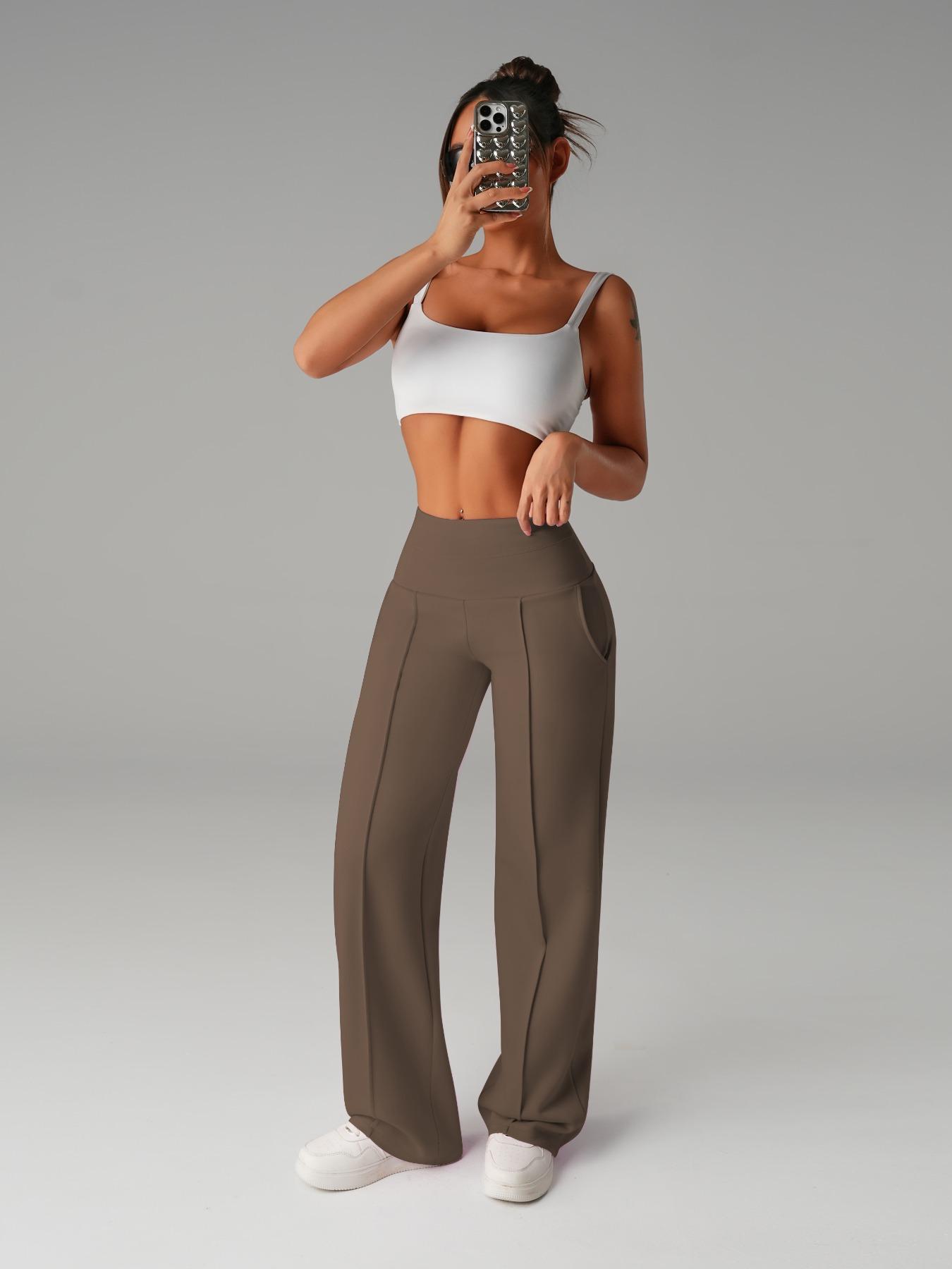 Women's High Waist Elastic Wide Leg Pants, Casual Sporty Design, Comfortable Side Pockets, All-Season Wear, Durable Material, Casual Loose Pants, Casual Sporty Trousers