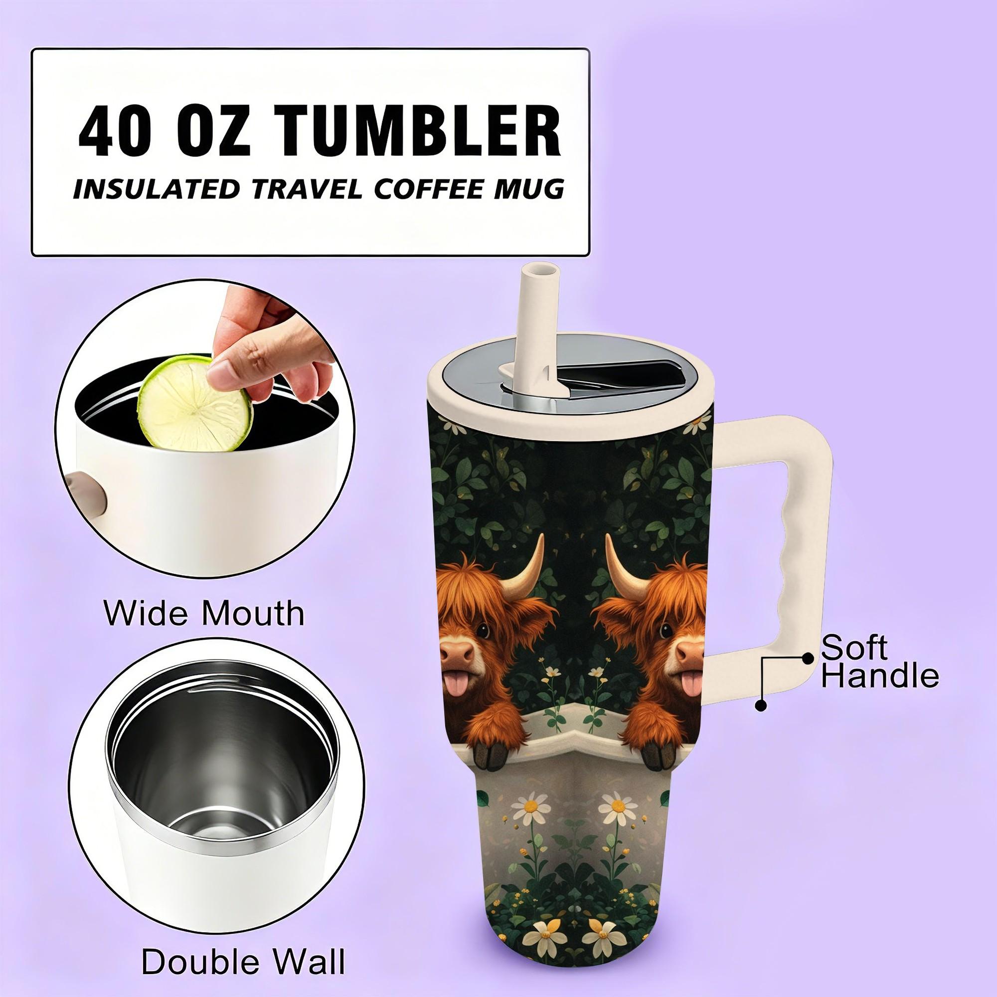 40 Oz Tumbler with Handle and Straw, 100% Leakproof Insulated Water Bottle, Stainless Steel, Cup Holder Friendly, 40oz Mist Color