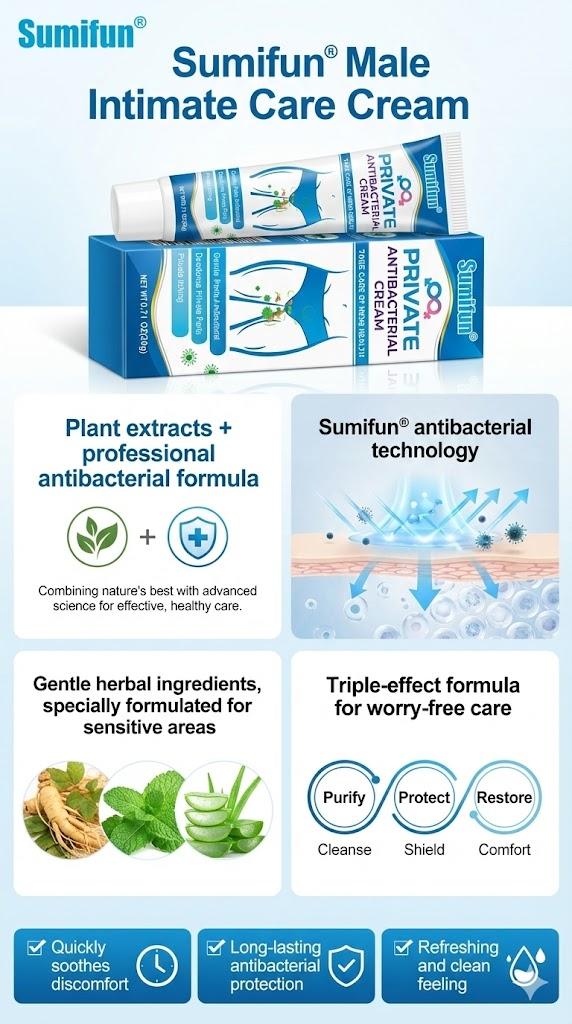 Sumifun , Men's private anti-itch cream, natural formula, topical cream gentle and soothing, relieves odor and itching Ointment Skin Repair   external  delave  d  sprav  external del a ỷ ed spray ose men long last Moisturizing Cream liquid
