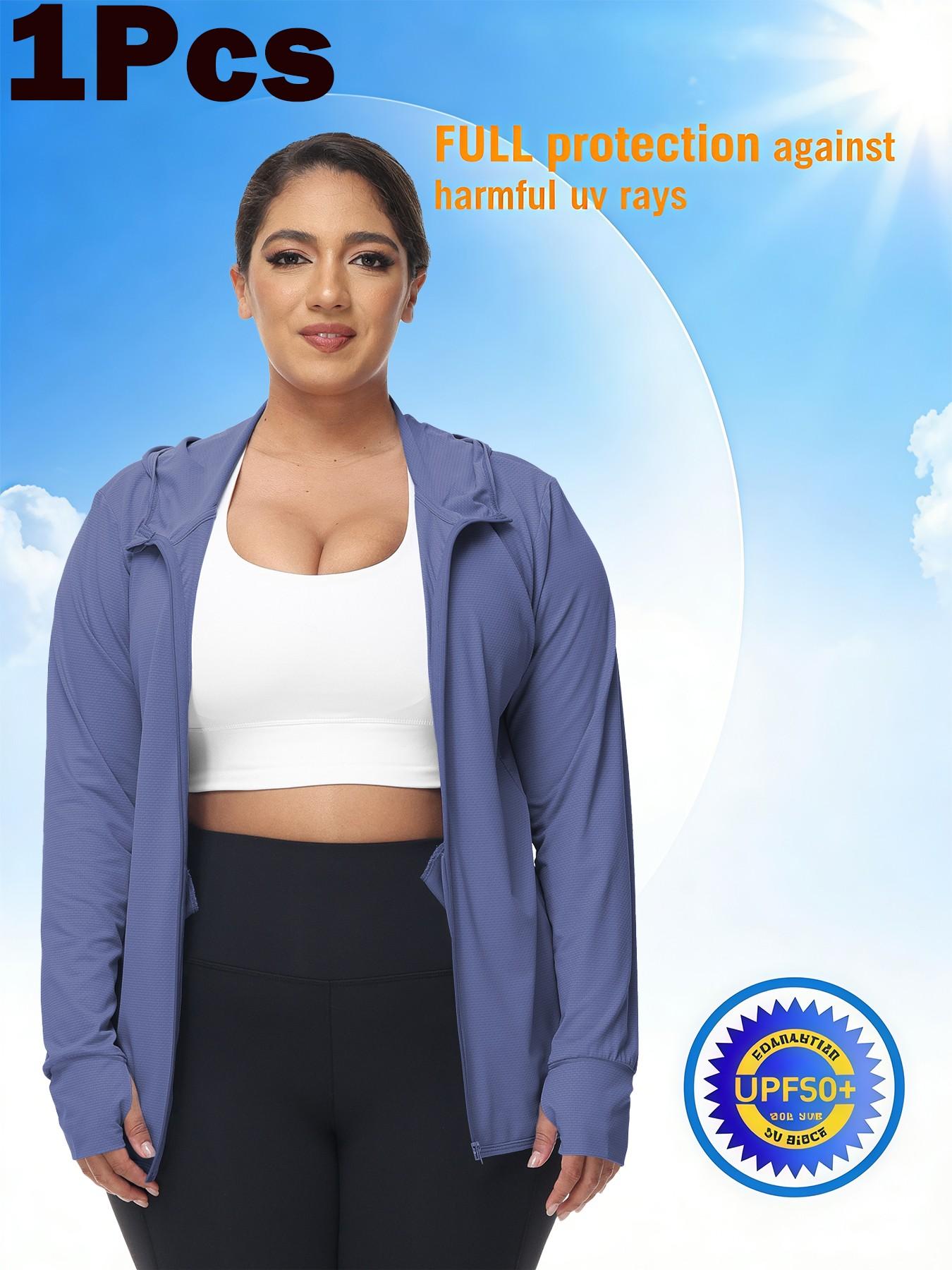 Summer Women's Upf50+ Ice Silk Sun Protection Jacket, Loose Fit Hooded Breathable UV Blocking, Running Yoga Outdoor Cycling Sport Coat, Workout Yoga Jacket, Sports Outerwear
