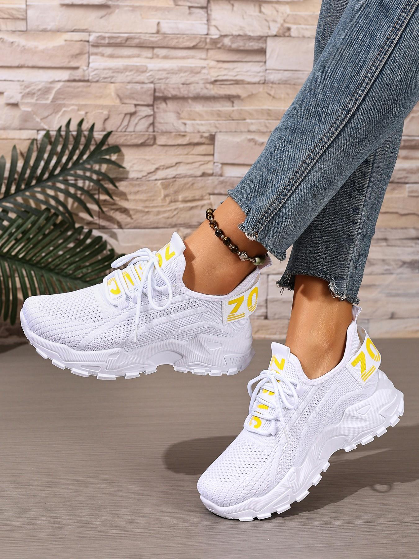 Women's Fashion Lace-Up Low-Top Sneakers, Lightweight Comfortable Casual Shoes, Breathable Running Shoes, Fashionable Running Shoes for Vacation Travel