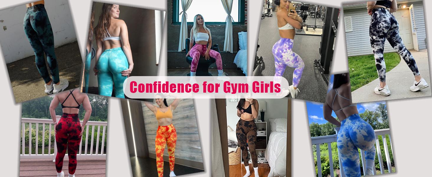 AUROLA Dream Tie Dye Workout Leggings for Women ,High Waist Seamless Scrunch Athletic Running Gym Fitness Active Tie Dye Pants