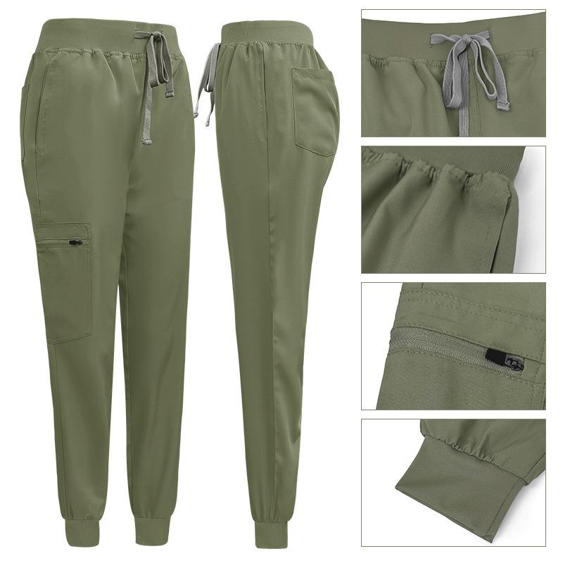 Women's Medical Scrubs Set, Anti-Pilling Breathable Multi-Pocket Top and Side Zip Joggers Pants, Hospital Clinic Spa Use