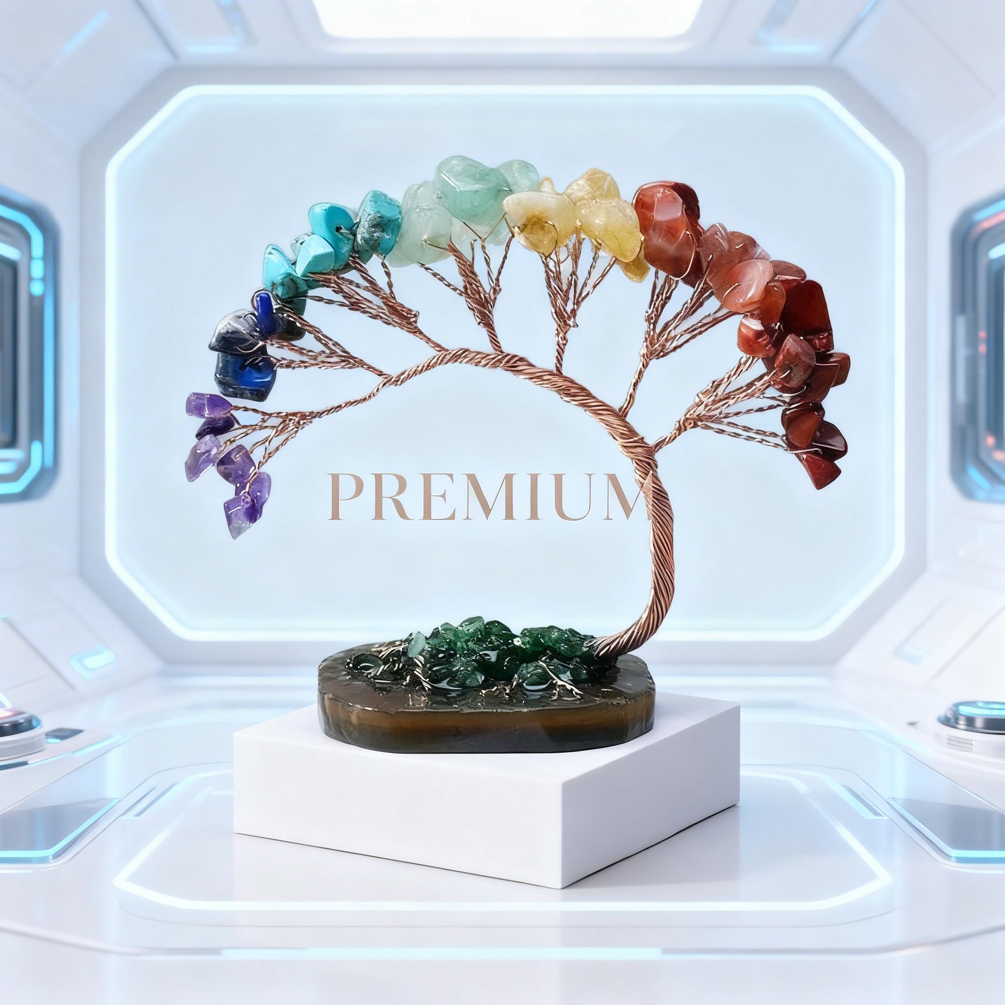 Multicolor Crystal Life Tree, Agate Tail Tree, Handwoven, Desktop Decor, Crystal Micro Landscape, Wealth Attracting Ornament, Home Office Car Gift