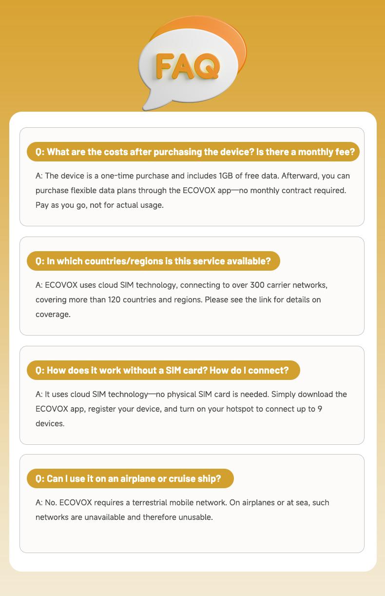 ECOVOX Portable Travel WiFi Router - No SlM Card NeededUpgraded Mobile Hotspot with Free 1GB Data Smart AppControlled for Dorms Travel & Camping