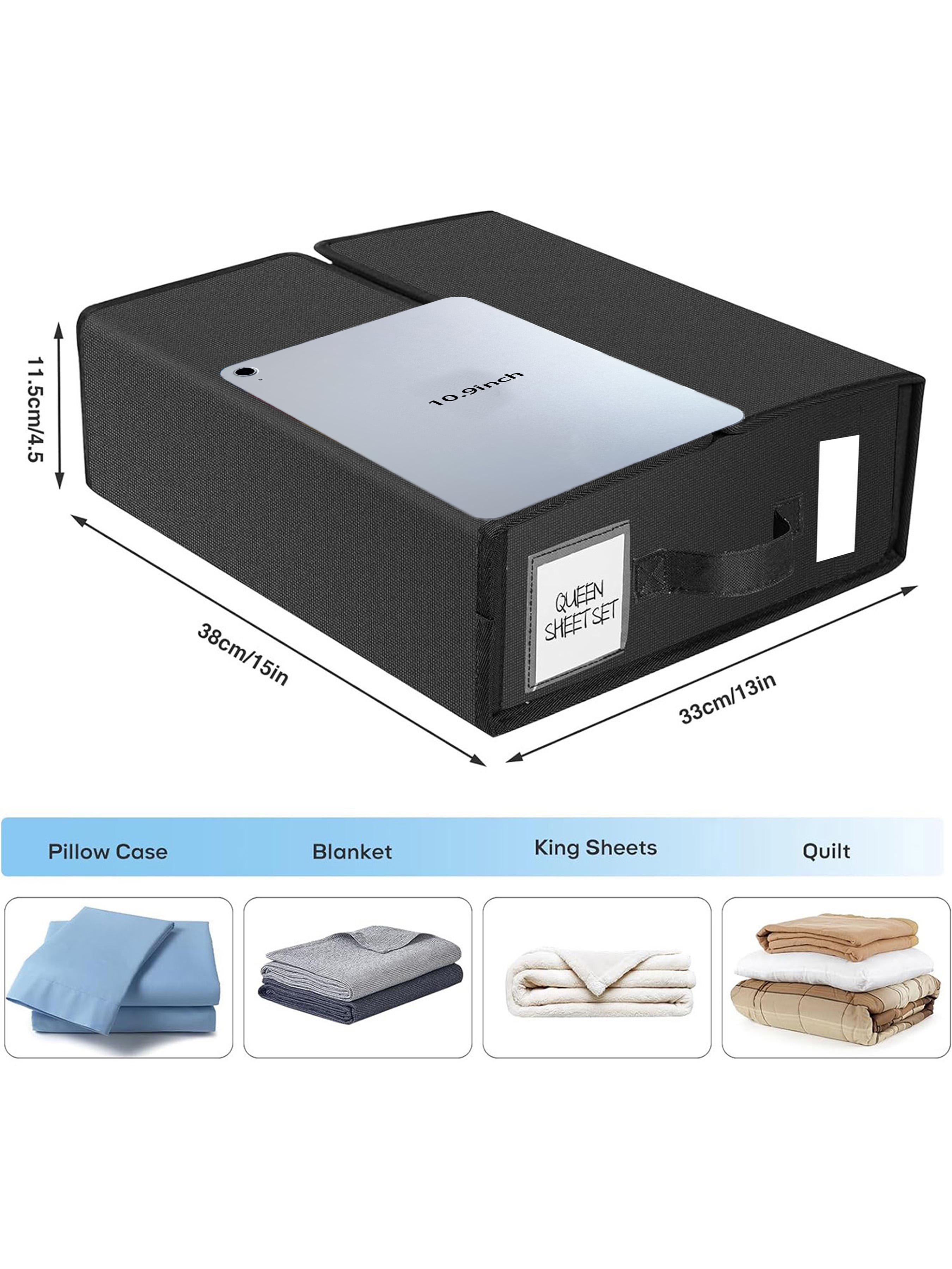 Bed Sheet Storage Box Set, Minimalist Linen Closet Organizer for Bedding, Comforters & Pillows, All Season Clothes & Towel Holder