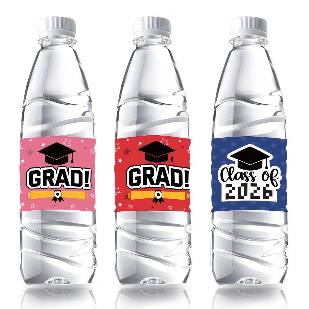 36Pcs Blue Class of 2026 Stickers, 3 Patterns x 12, Graduation Water Bottle Labels with Caps & Diplomas, Perfect for 2026 Graduation Ceremony Decor & Party Favors.