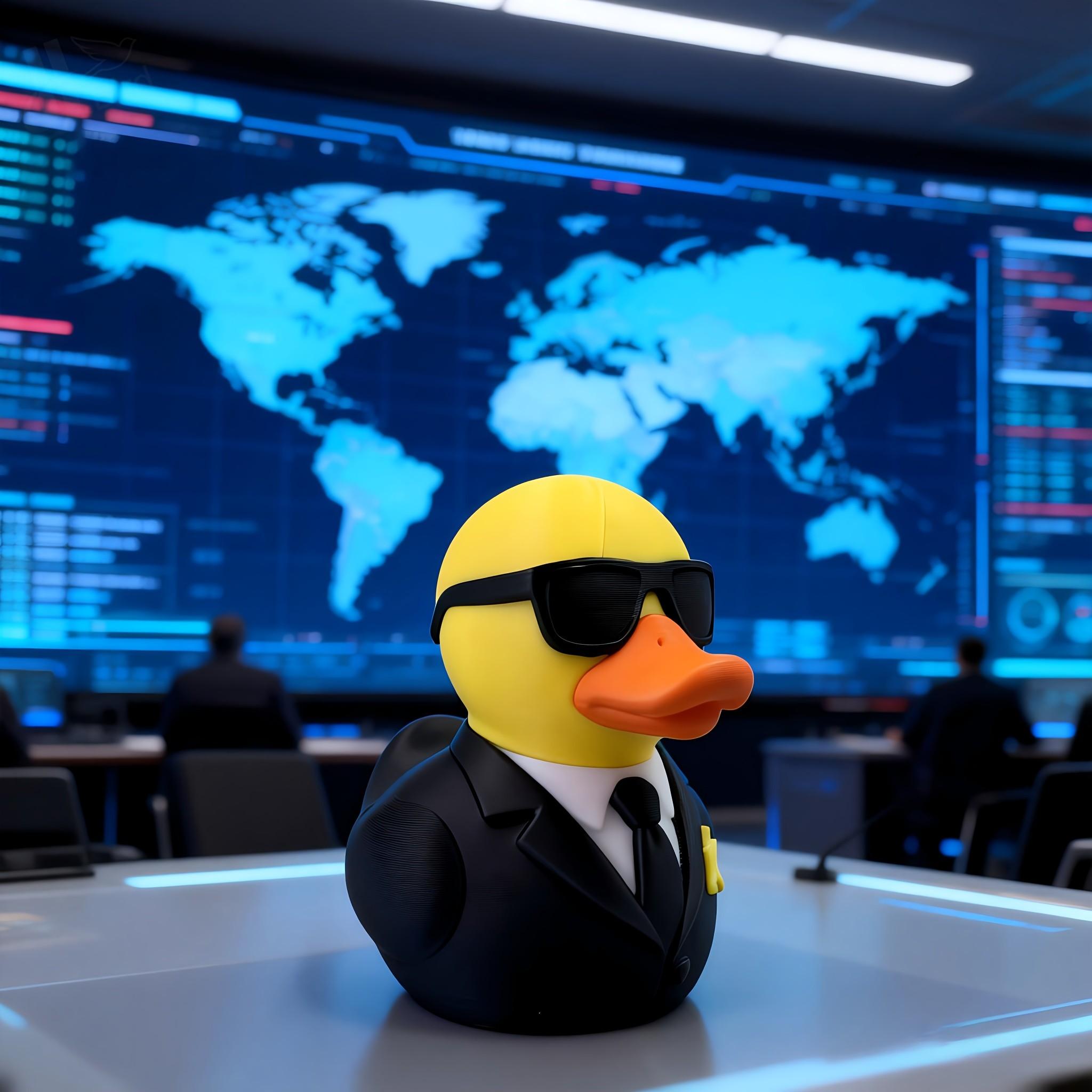 Security Agent Duck Figurine, Cute Style Collectible Handmade Toy, Home Bookshelf Desktop Decoration Ornament, Creative Art Display Piece