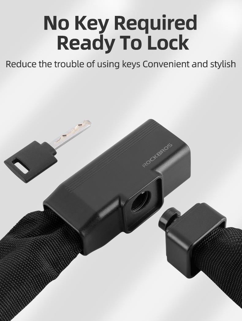 ROCKBROS Bike Chain Lock 3.18ft Heavy Duty Motorcycle Chain Locks 8mm Thick Anti-Theft Security Bicycle Lock with 2 Keys for Mountain Road Electric Bike, Motorcycles, Scooter, Door, Gates