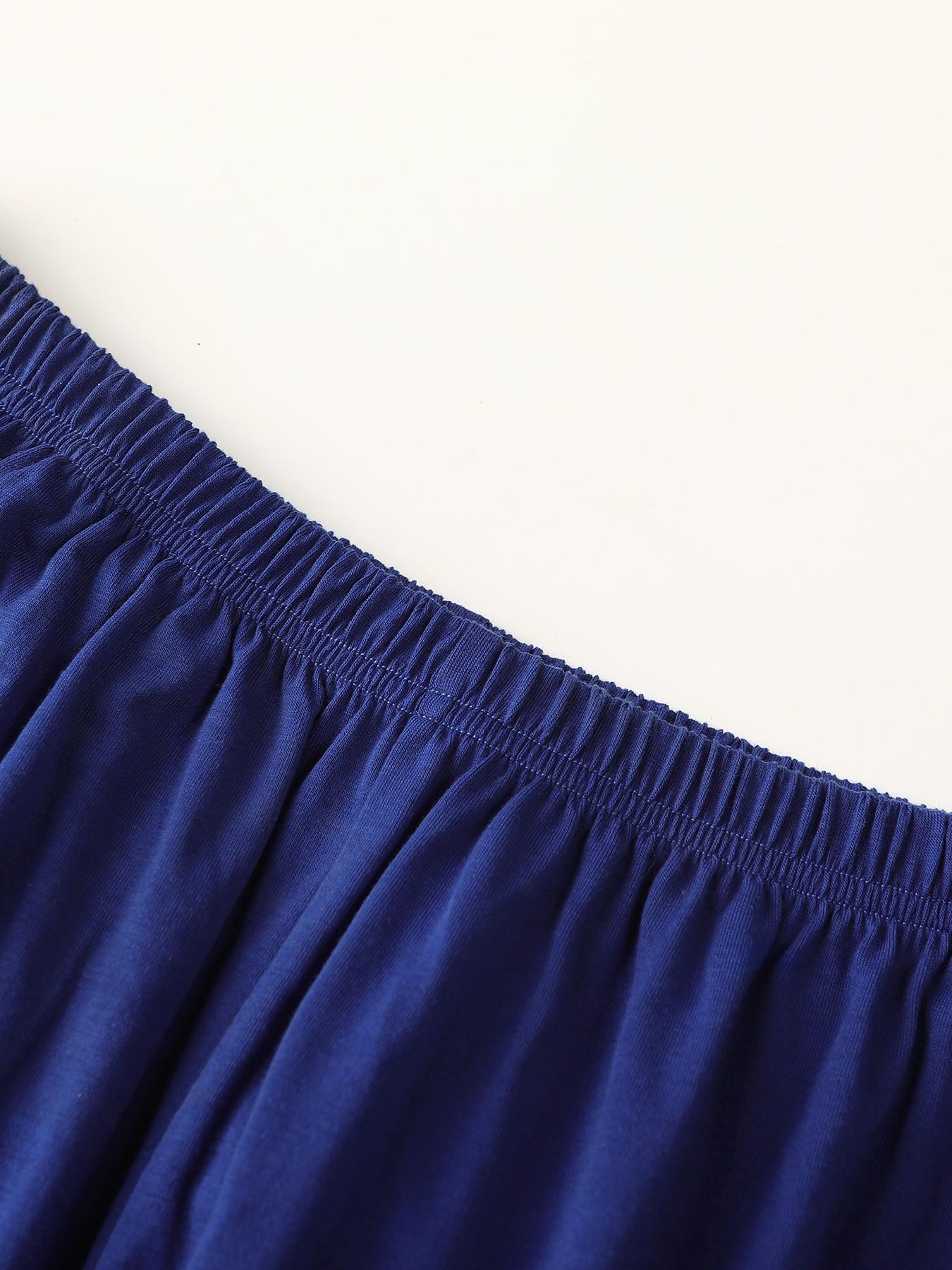 Men's Navy Blue Geometric Print 2-Piece Pajama Set - Notch Collar Button-Down Shirt + Elastic Cuff Pants, Soft Breathable Fabric, Relaxed Fit for At-Home Lounging, Sleep & Lazy Weekends