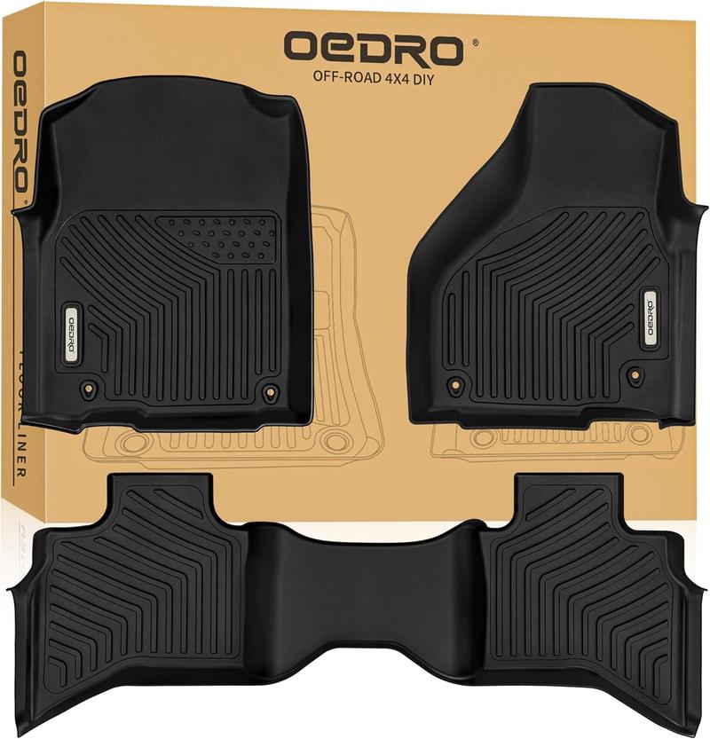 OEDRO Custom Floor Mats Fit for 2013-2018 Dodge Ram 1500 Quad Cab, 2019-2024 Dodge Ram 1500 Classic Quad Cab (NOT for New Body), All Weather Front & 2nd Seat Floor Liners