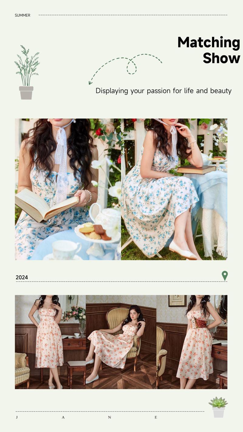 【Valentine's Day Limited】Grace Karin Women's Floral Midi Dress Corset Sundresses 2026 Summer Spring Vacation Milkmaid Dresses