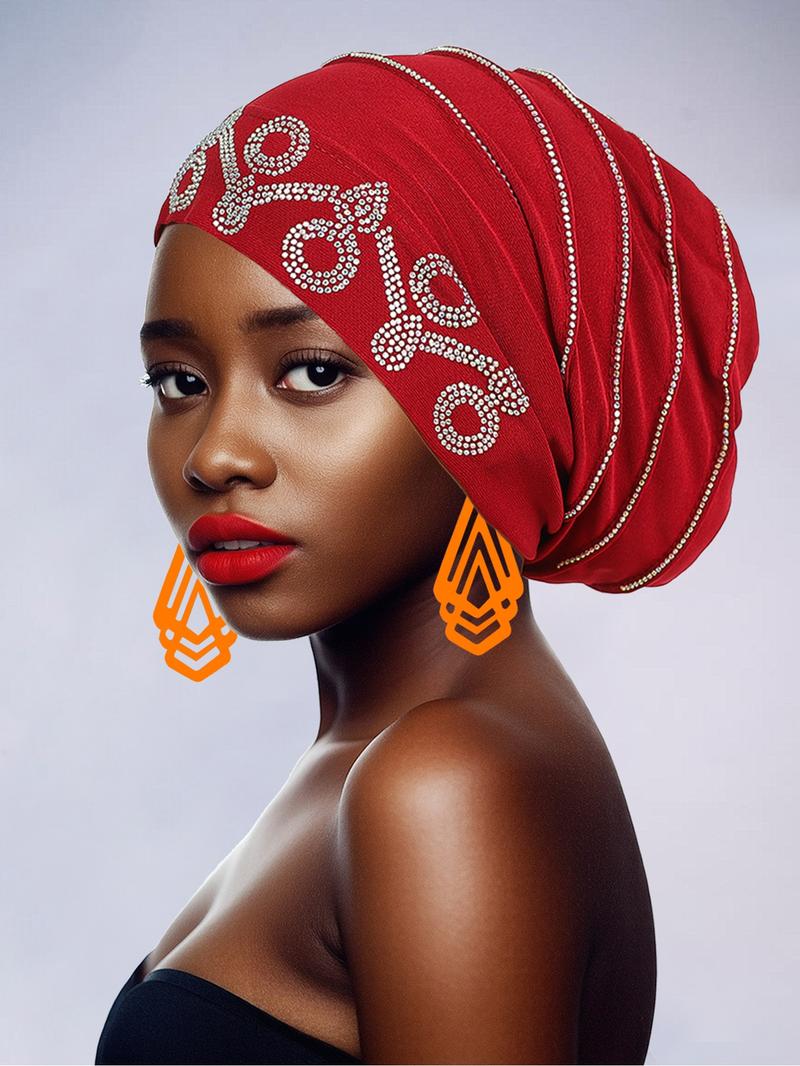 Handmade Women's Headscarf with Heavy Rhinestones, Vintage Pleated Design, Elegant Fashion Accessory for Special Occasions and Daily Wear Pleat Turban