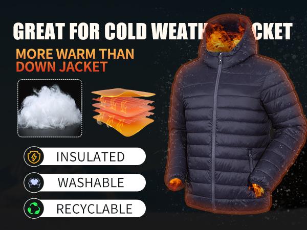 Pioneer Camp Mens Lightweight Packable Puffer Jacket Hooded Insulated Thermal Puffy Winter Jackets for Running Travel