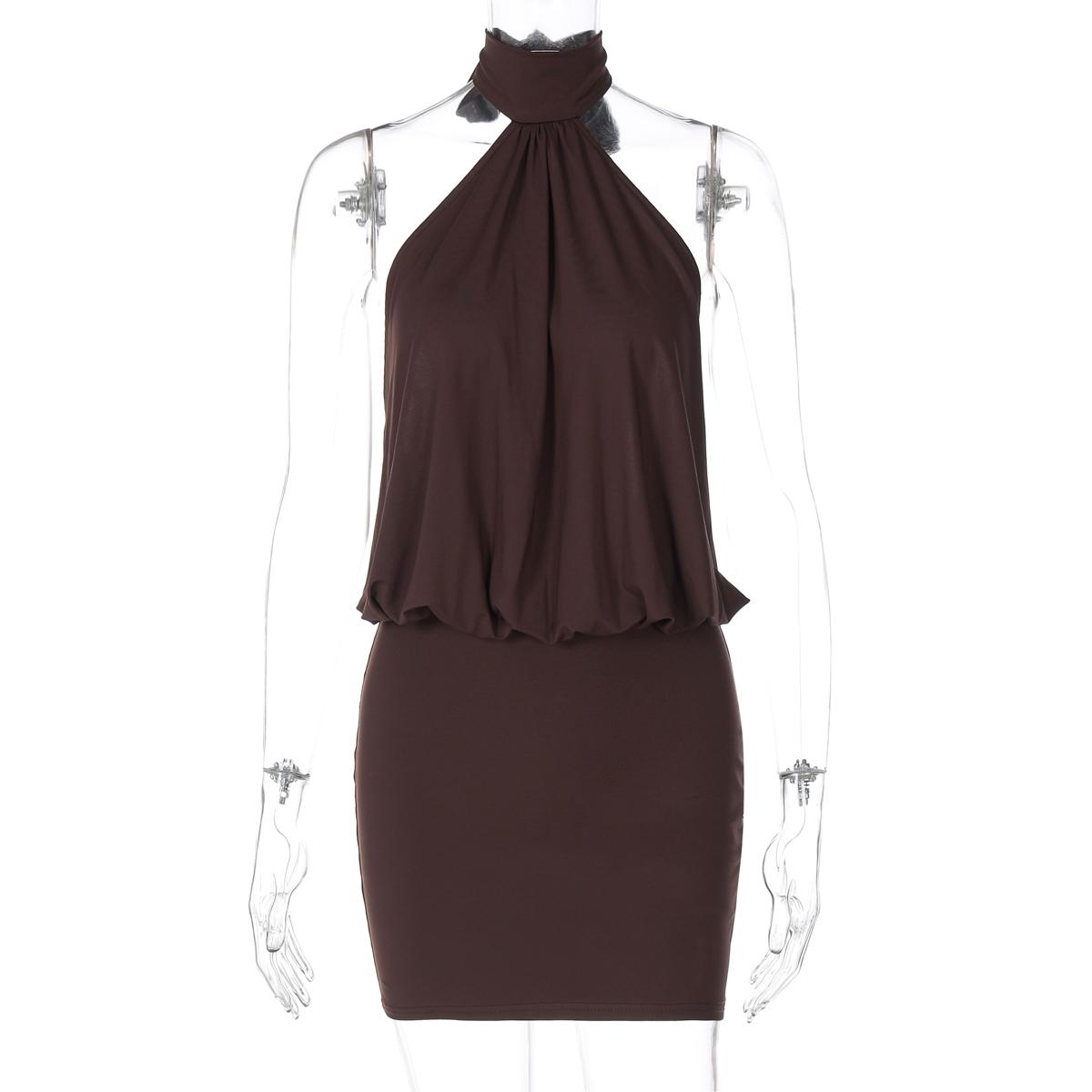 Women Summer Sexy Halter Sleeveless Backless Party Club Bodycon Mini Dress