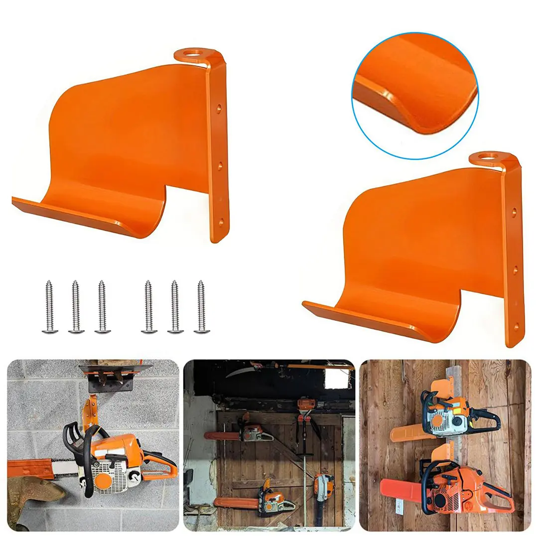 Heavy-Duty Rust-Resistant Metal Chainsaw Hanger Wall-Mount, 1/2-Pack Curved Hook Home Organizer for Garages, Workshops Easy DIY Garage Storage