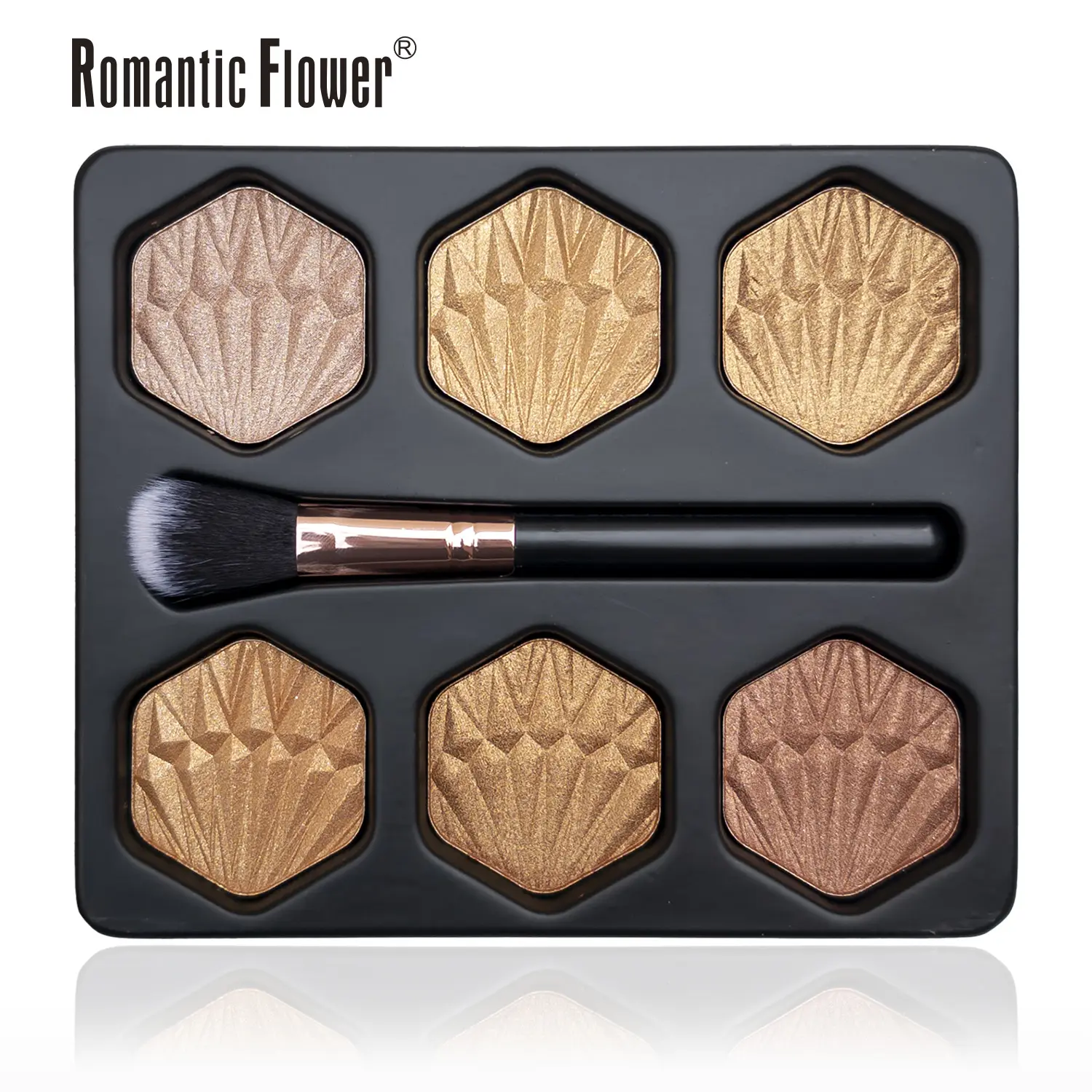 6 Shades Highlighter Makeup Palette, Metallic Shimmer Face Contour Highlight Powder, Glow Bronzer Illuminator with Makeup Brush