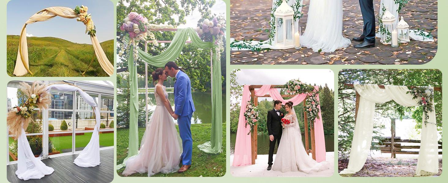 FANI 4 Panels Sheer Chiffon Wedding Arch Draping Fabric 28inch x 20 ft Each for Ceremony Drapery Ceiling Drapes Party Decor Indoor Backdrops Cortinas decorativas / Telas para decoración FANI 4 Panels Sheer Chiffon Wedding Arch Draping Fabric 28inch x 20 ft Each for Ceremony Drapery Ceiling Drapes Party Decor Indoor Backdrops Cortinas decorativas / Telas para decoración