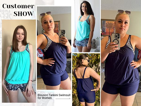 Daci Aqua Floral Women Two Piece Tankini Set - Two Piece Tummy Control Bathing Suits Top with Shorts 2026 Swimsuits Swimwear